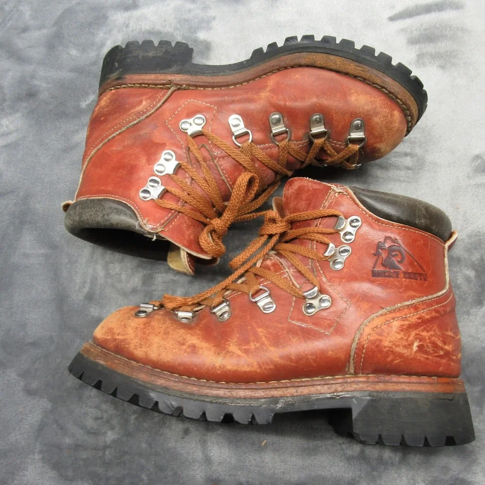 Rocky Boots Mens 8 Womens 11 Brown Leather‎ Heavy Mountaineer Hike VTG 80s USA